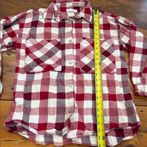 Zara Kids Red and White Plaid Button Down Flannel 100% Cotton Shirt Size 13 14 - Picture 5 of 9